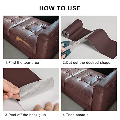 Image of YAFLC Leather Repair Patch for Furniture, 4 inch x 63 inch Self Adhesive Leather Repair Kit Vinyl Repair Tape for Car Seat Sofa Jackets Couches Chair Brown