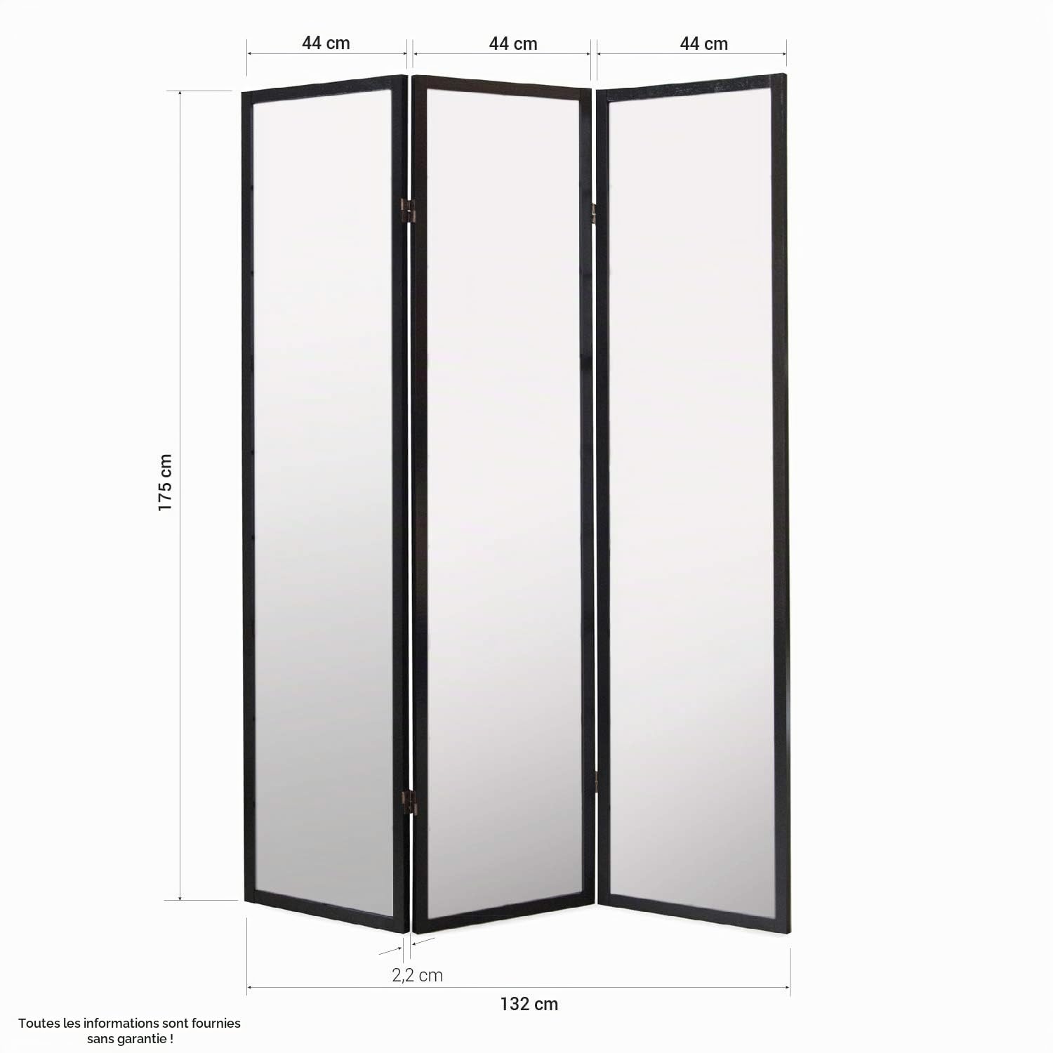 PEGANE Paravent Japonais Shoji en Bois Blanc de 3 pans