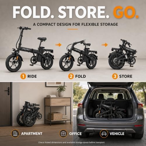 Folding Electric Bike for Adults, 14" Mini Ebike for Teens image 4