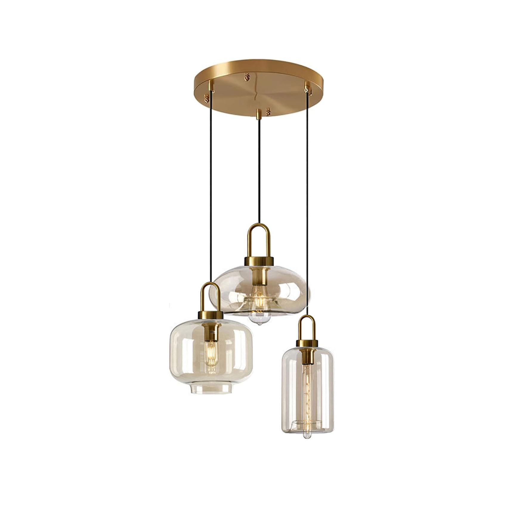 Photo 1 of I-xun 3-Light Amber Glass Pendant Light