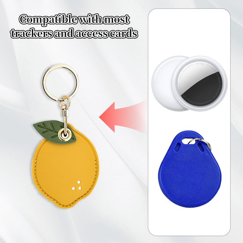 Image of Leather Keychain Case Holder Compatible with Apple AirTag, GPS Airtag Keychain Finder Tracker with Key Ring, Anti-Scratch Protective Air Tag Cover | Leather