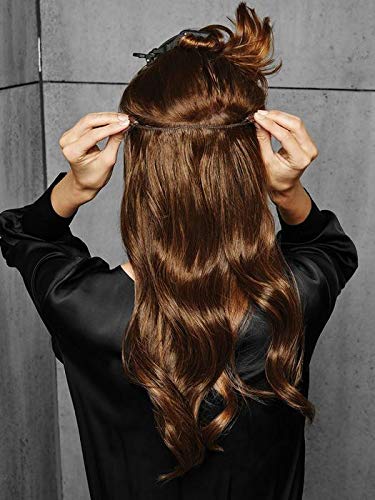 Miniatura 5 de 18.0in ondulado 3 piezas clip en el kit de extensión color R6 oscuro chocolate  Hairdo postizos Tru2Life calor sintético ondulado, hierro plano