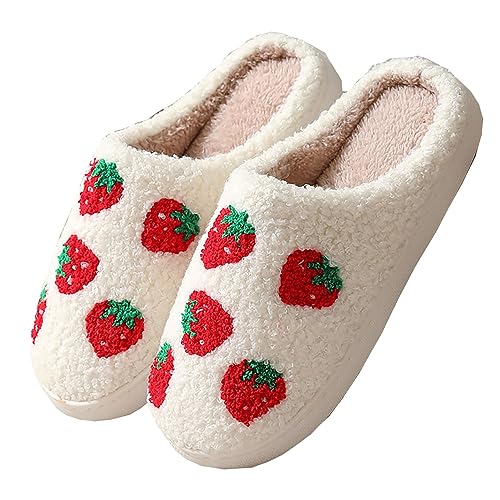 Cute Cat Slippers Strawberry Cherry Mushroom Slippers Evil Eye Blue Eye Slippers Smile Face Women's Men's Household Shoes Memory Foam Fluffy Couple Slippers Cloud Slip On Slippers