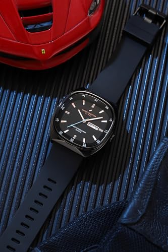 Image of Daniel Hechter Paris Bercy Collection Analog Quartz Watch for Men with Square Dial, Day-Date Display, Crystal Hour Markers and Silicone Strap - DHM1053