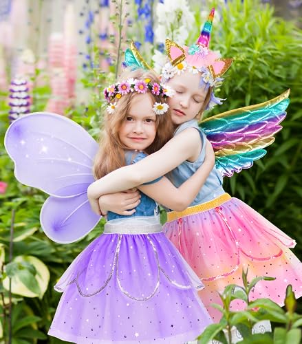 Jeowoqao Kids Princess Dress Up Clothes, Toddler Girls Dressup Pretend Play Costumes, Tutu Skirt, Butterfly Wings, Princess Shoes Toys for Ages 3 4 5 62