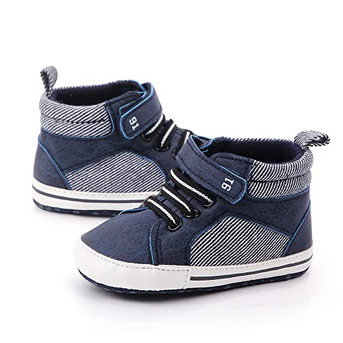 Unisex Baby Boys Soft Sole High Top Ankle Sneakers, Sport Newborn Infant First Walkers Shoes4