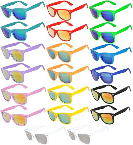 20 Pieces Per Case Wholesale Lot Glasses Assorted Colored Frame Bulk Sunglasses Mirror Lens Party Glasses Supplier matte