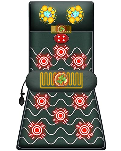 YNB Tapis De Massage Complet Portable avec Chaleur 26 Têtes De Massage Matelas De Massage 9 Modes Coussin De Chaise De Massage Shiatsu Masseur De Dos Complet