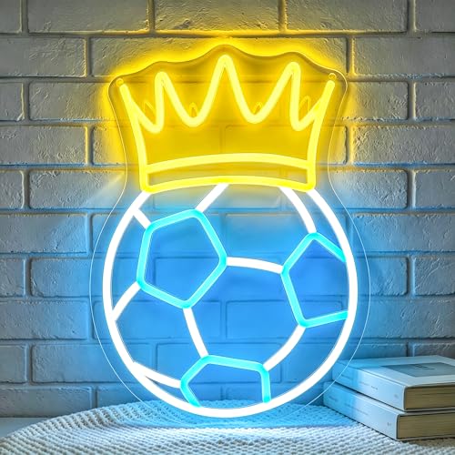 Image of Soccer Neon Sign for Wall Decor Light Up Sign Led Signs for Room Party Home Wall Decor USB Powered