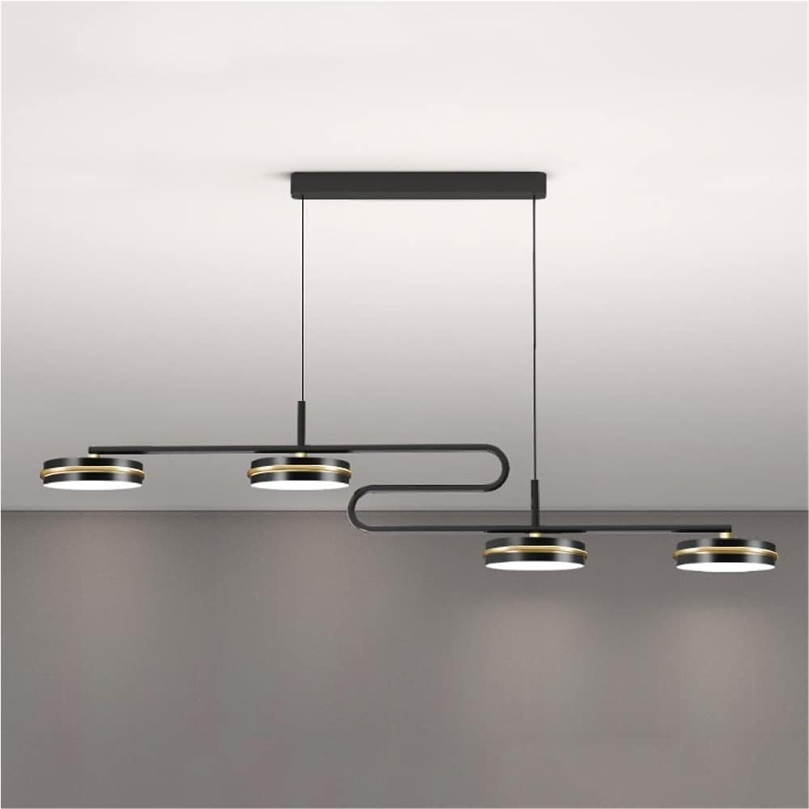 KXEcoLife Pendant Light Ceiling Shade Metal Strip Indoor Chandelier Dimmable Lamp for Dining Table Adjustable Nordic Restaurant Cafe and Suspended Modern