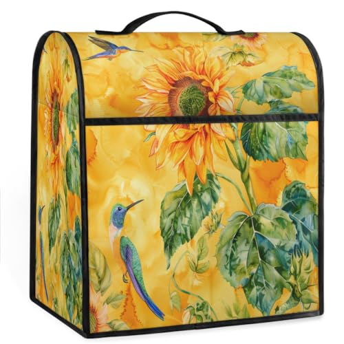 Coffee Maker Cover Sunflower Hummingbird Kitchen Appliance Covers Small Appliance Covers Blender Cover Juicer Cover Dust Covers for Kitchen Appliances with Top Handle and Pockets,Washable,B1000