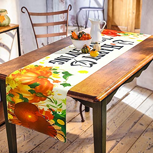 Juome Tischläufer mit Kürbismuster, 183 cm, rutschfest, aus Leinen, zum Dekorieren von Küche, Esstisch, Heimkommode Cover