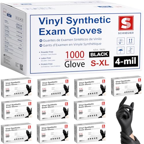 Image of Schneider Medical Nitrile /Vinyl Blend Exam Gloves, Black Disposable