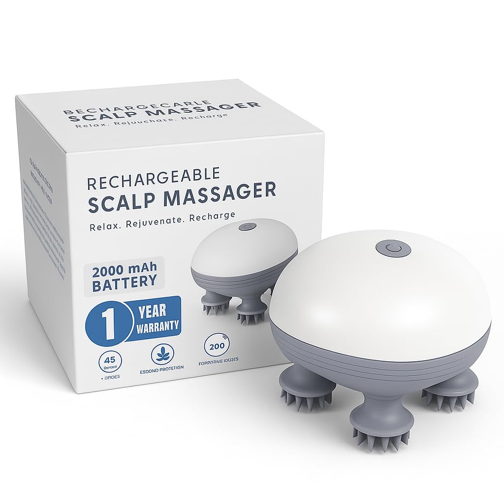 Scalp Massage | Hair Massager for Hair Growth | Head Massager | Red light for hair | 96 Silicon Kneading Points Detachable Head, Stress Relief (MULTI)