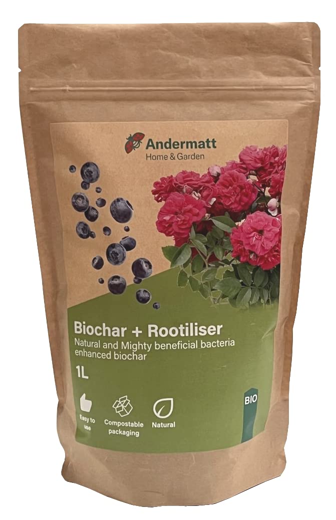 Biochar + Rootiliser - Soil Improver | Beneficial Bacteria | Suitable for All Plants, Fruit and Veg | Promotes Root Growth | Andermatt Home & Garden