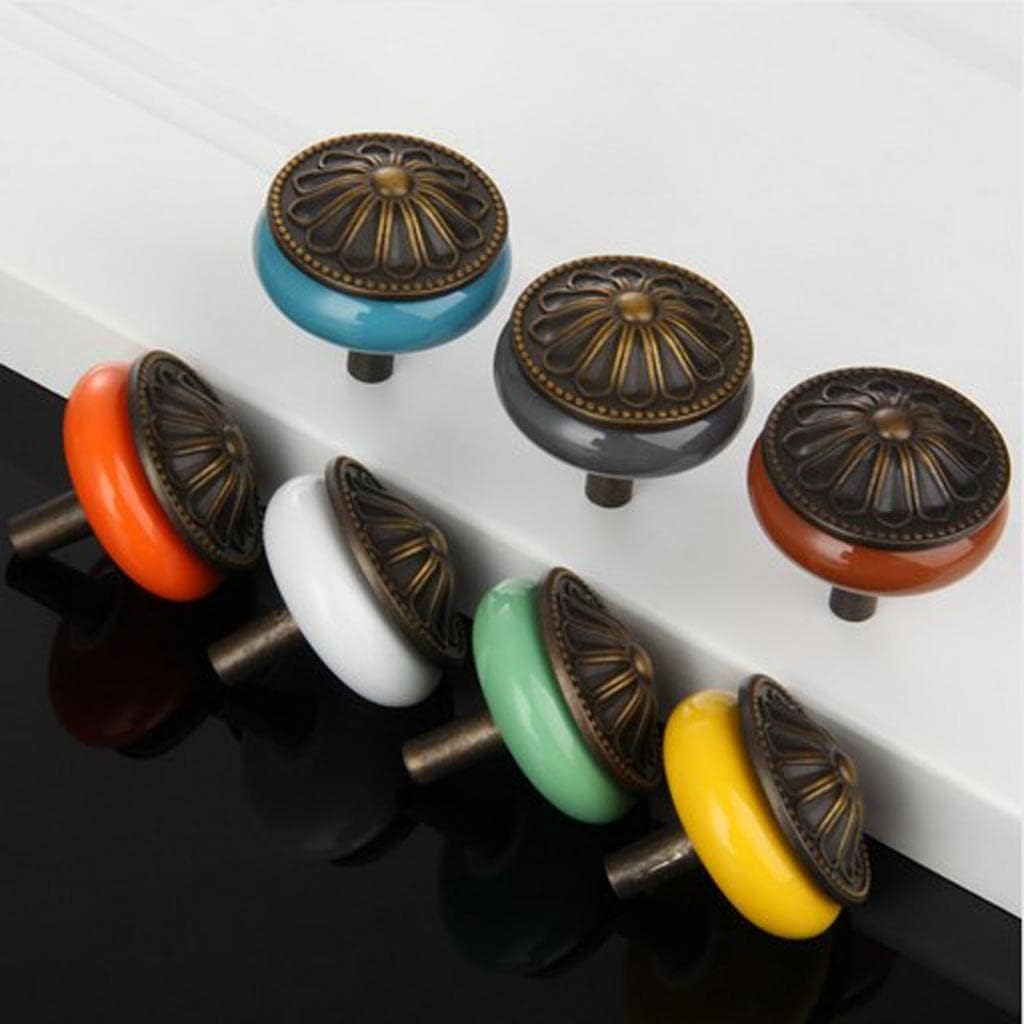 4xVintage Ceramics Round Cabinet Pull Knobs Grey