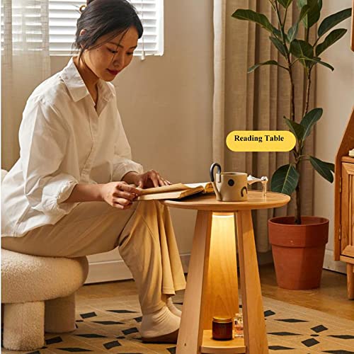 Table Basse Moderne et Ronde en Bois avec Étagère de Rangement - 8