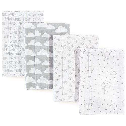 Hudson Baby Unisex Baby Cotton Flannel Burp Cloths, Gray Clouds, One Size
