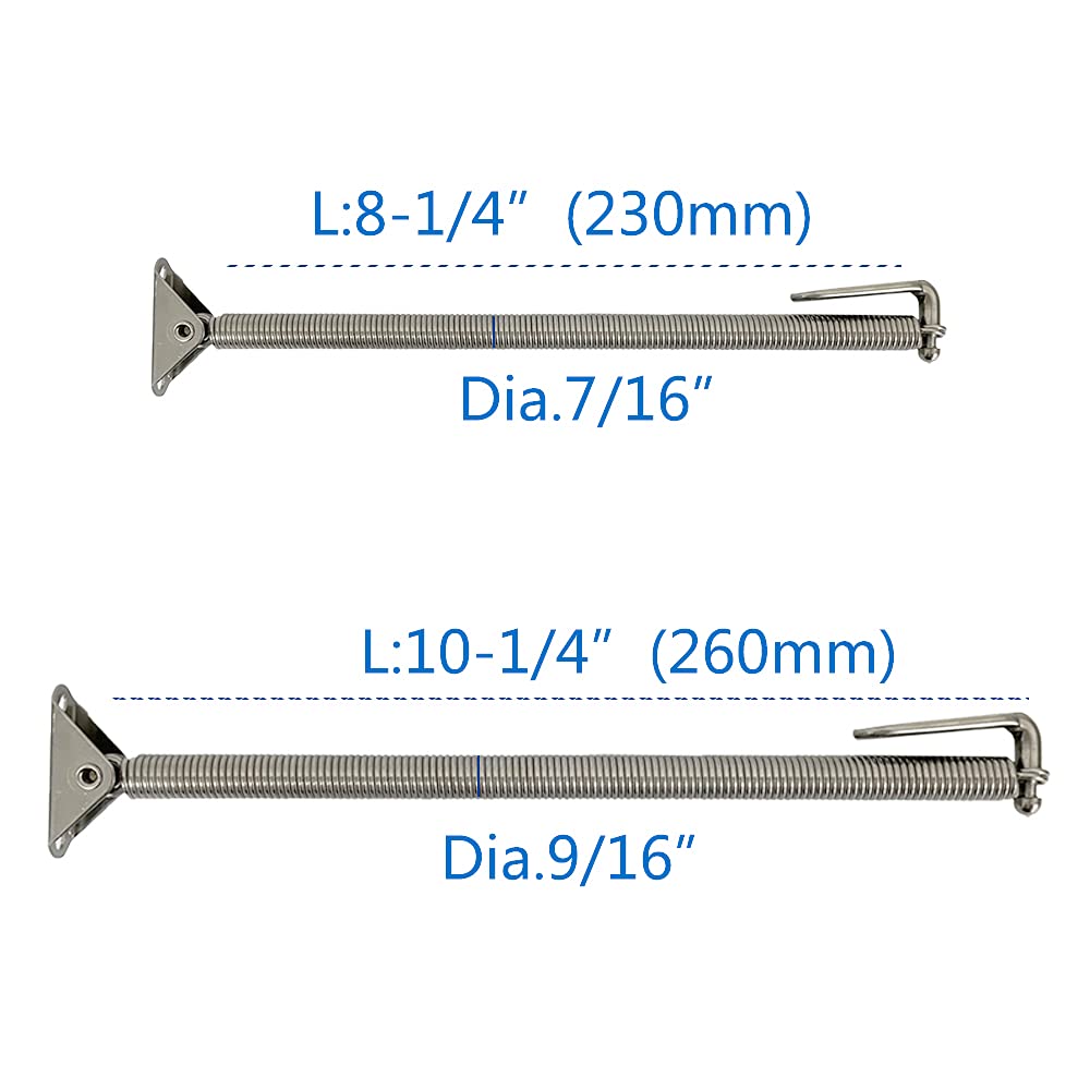 Support à ressort pour trappe en acier inoxydable avec boulon en U et plaque en forme de L pour couvercle de plaque, porte, couvercle, armoire, fenêtre, 20,6 cm ou 25,4 cm