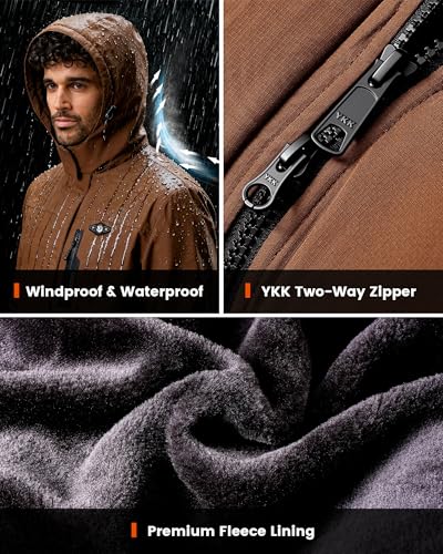 Image of WASOTO Heated Jackets for Men Fur Lining with 18400mAh Battery Pack Charger included Rechargeable Waterproof for Hunting Work