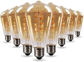 Arum Lot de 8 Ampoules Filament LED E27 Ambrée ST64 4W Blanc Chaud