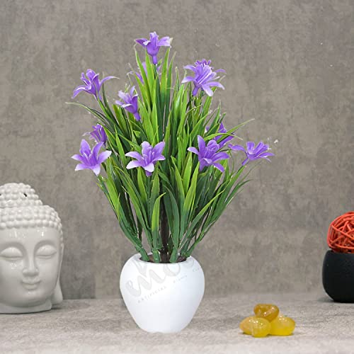 Image of Modo Combo of 2 Artificial Plants with Apple Pot for Home & Office Decor /Guldasta (21 CM) -Blue