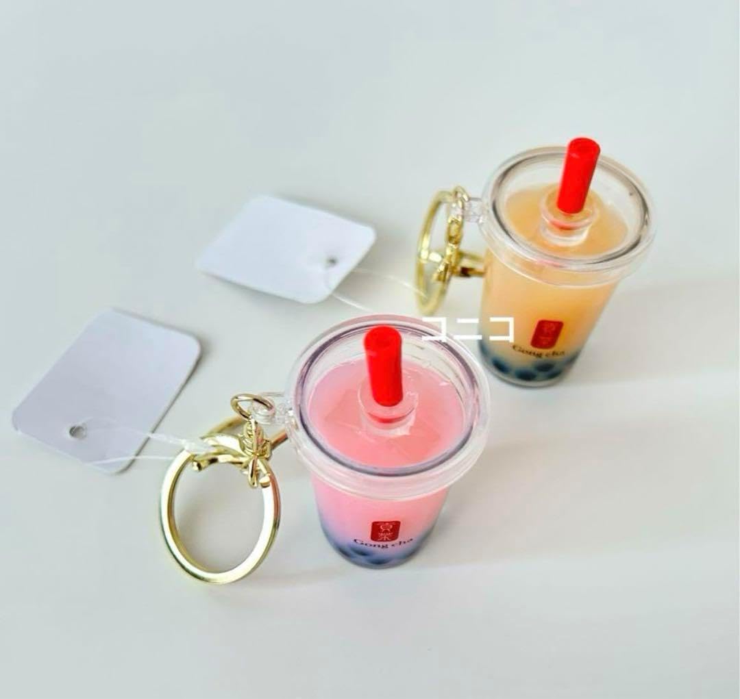 [韓国] gongcha ゴンチャ 立体キーホルダー パール いちごミルクティー