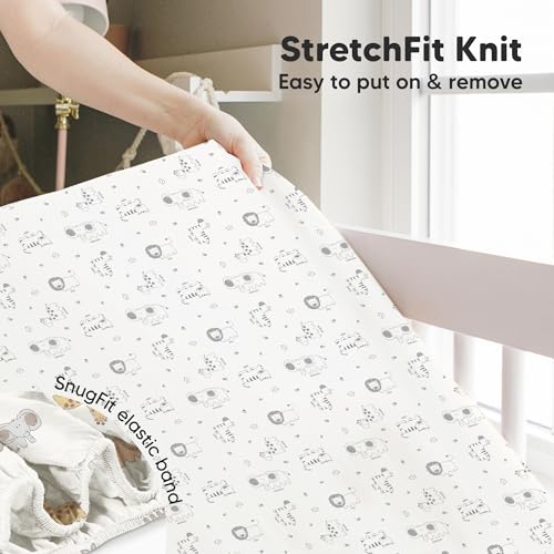 Image of KeaBabies 2-Pack Baby Crib Sheets for Boys, Girls, 52x28 Fitted (KeaSafari) | Viscose Derived from Bamboo, Toddler Bed Sheets Neutral, Fitted Crib Mattress Sheet for Standard Baby Bedding, Soft, Cozy