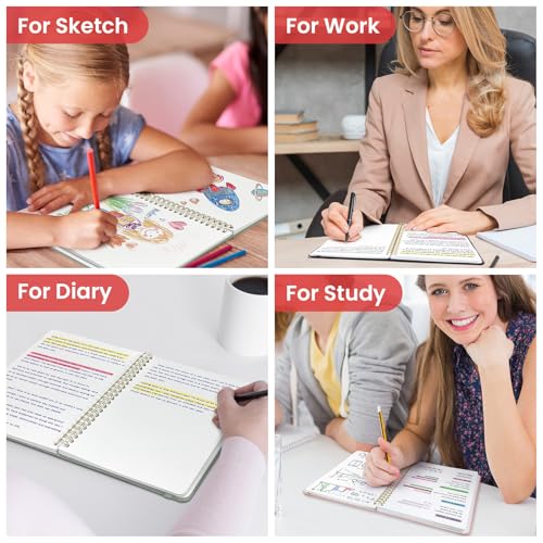 Image of Taja Blank Spiral Journal Notebook for Women & Men, 140 Pages, Sketch Book, Plain Notebook for Drawing & Sketching, Journals for Creative Writing, A5(5.7 inch x 7.9 inch) - Pink