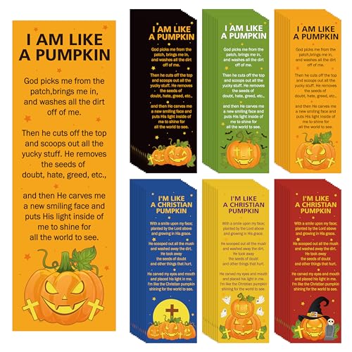 TICIAGA Halloween Pumpkin Bible Bookmarks - 60PCS Pumpkin Prayer Bookmarks