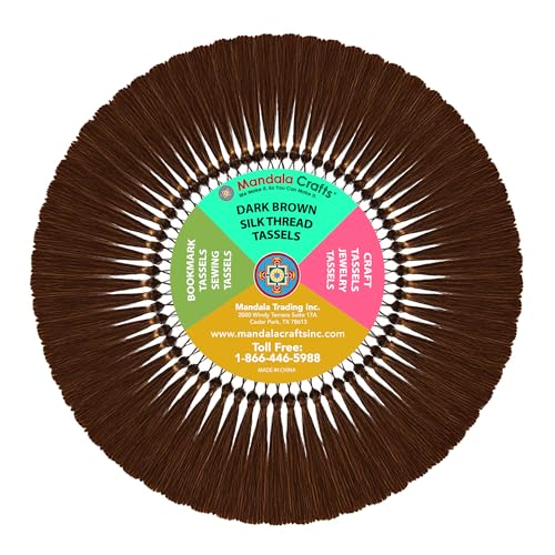 Image of Mandala Crafts Small Dark Brown Bookmark Tassels - 100 Bulk Silky Mini Craft Tassels with Loops for Bookmarks, Jewelry Making, Graduation Decorations, and Keychains