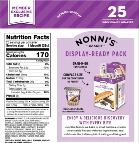 Biscotti, Almond Dark Chocolate, 25 ct