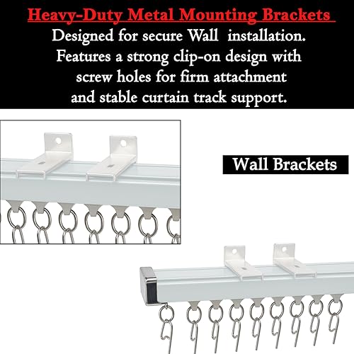 Image of MetDeals Aluminium Deluxe Silent Channel Curtain Track with Smooth Runners & Wall Fit Bracket,Hook,End Caps, Screw & Wall plug | Curtain Rail System for Home & Office(White Color,2.5 Feet)