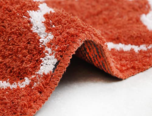 Image of THE HOME TALK Cotton Bathmats | Water Absorbent Runners | Regular Striped Rugs | Floor Mats for Kitchen, Bathroom & Sink | Ultra Soft Mats | Non-Slip Store (Orange, 40x60 CM)