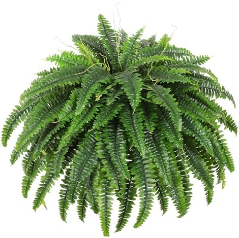 Single Silky Artificial Boston Fern Bush, 49Inch Large Artificial...