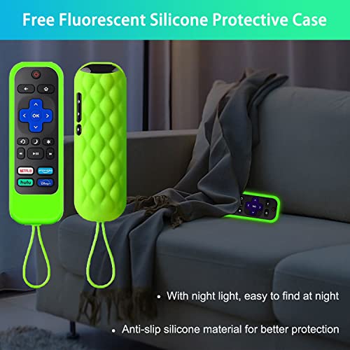 Replacement for Roku TV Remote with Silicone Case, Remote Compatible for TCL/Hisense/Onn/Westinghouse/Insignia/Sharp Roku TV with 4 Hot Keys