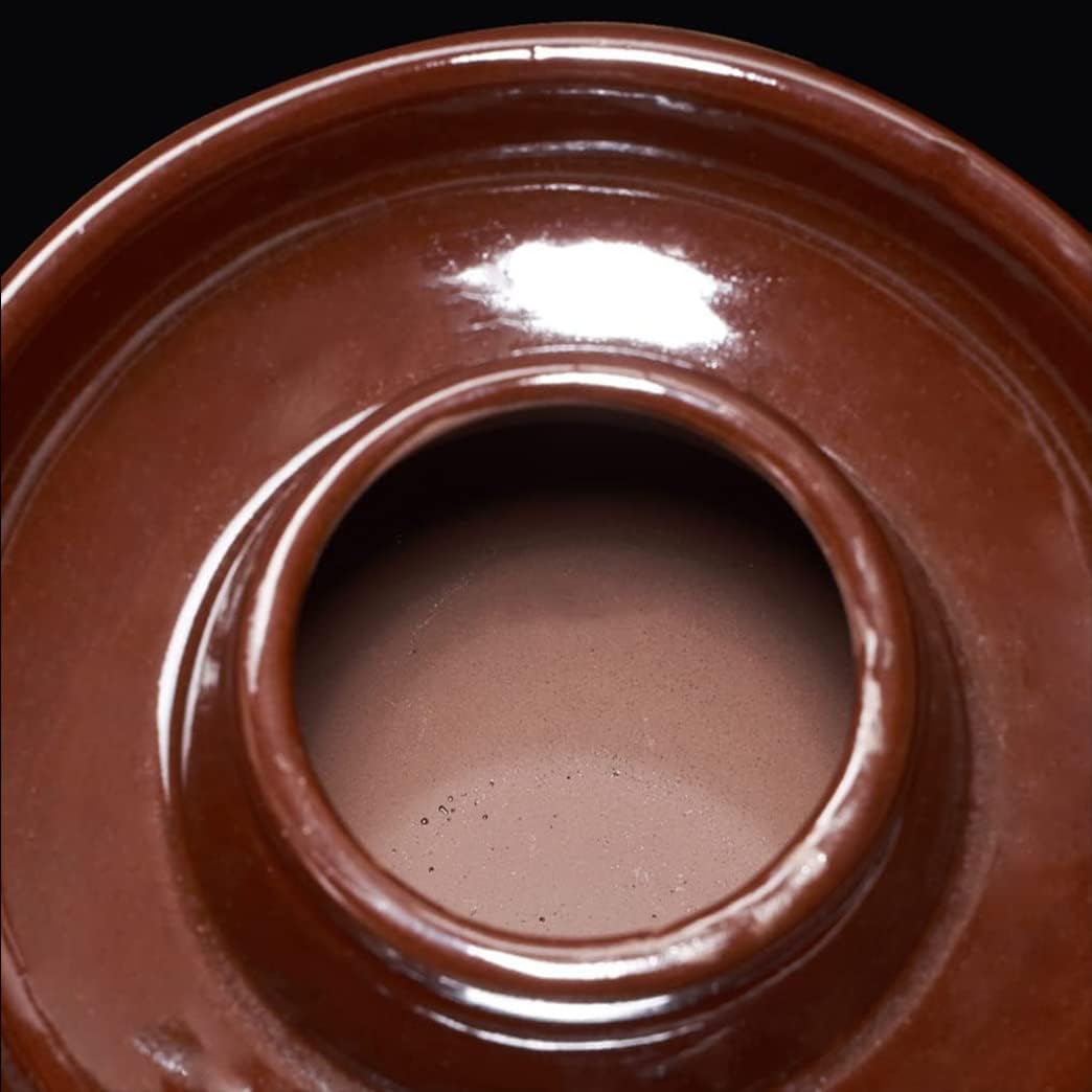 Brown Traditional Chinese Porcelain Pickle Jar, Thickened Ceramic Fermentation Crock Pickling Pot,Fermenting Jar with Water Seal Airlock Lid Stoneware Fermenter for L