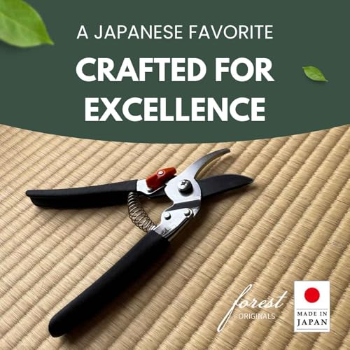 Image of Saboten Japanese Pruning Shears 7.9 inch - Professional Bypass Garden Clippers, Made in Japan, Sharp Carbon Steel Blade with Sap-Resistant Fluorine Coating, Cuts up to 3 /4 in (20 mm)