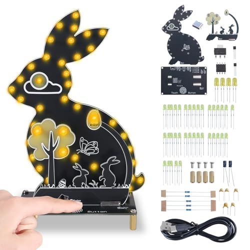 BANRIA Easter DIY Bunny Soldering Kit with Touch Control – Cute Rabbit Electronics Soldering Practice Kit, 3 Lighting Modes, Beginner STEM Project for Teens & Adults, Fun Easter Gift Idea