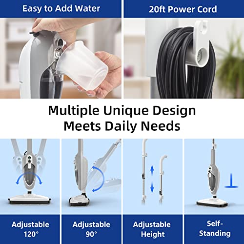 Steam Mop - 10-In-1 Multipurpose Handheld Steam Cleaner Detachable Floor Steamer For Hardwood/Tile/Laminate Floors Carpet With 11 Accessories For Whole Home Use. #TOP5