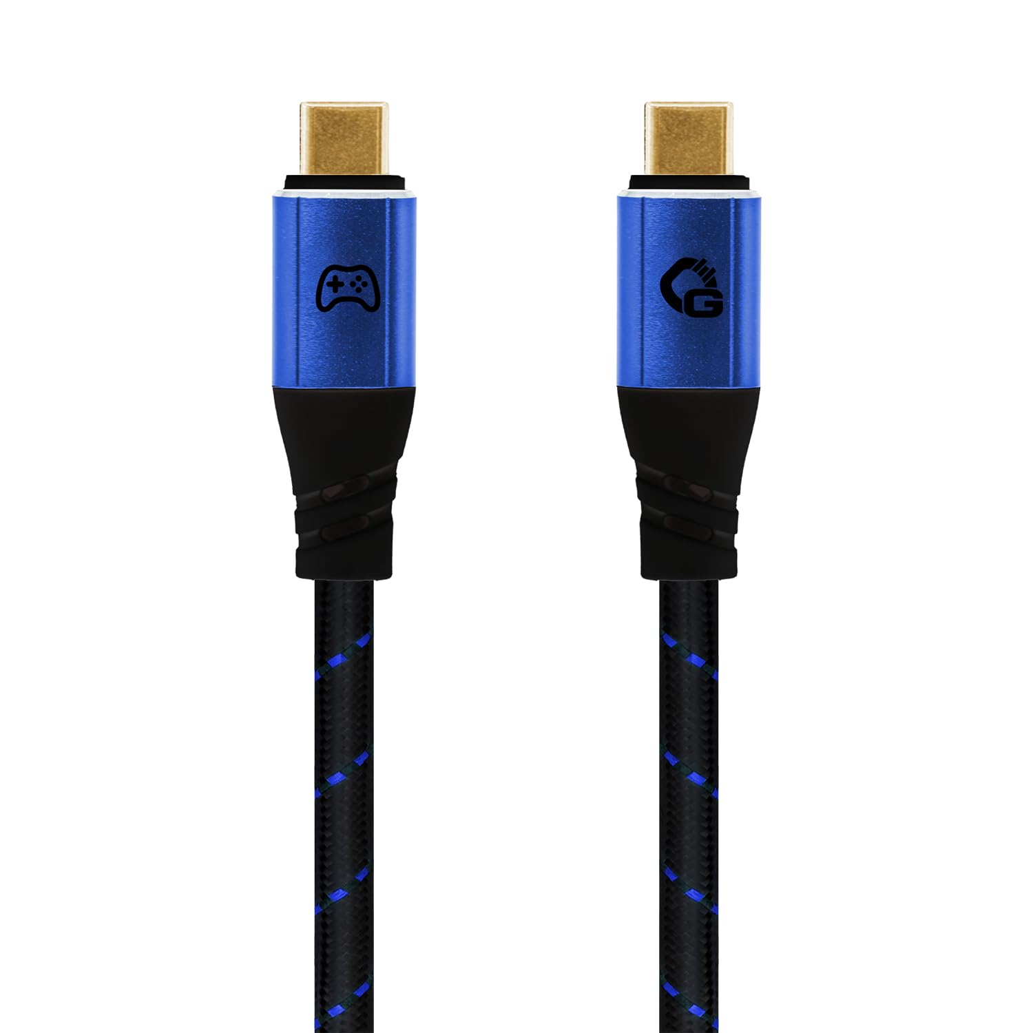 New Game Blue - USB Type-C Kabel 20Gbps - bis 240W Power Delivery - dreifach geschirmt - vergoldete Kontakte - 3,0m - Gaming Kabel mit Gewebemantel - blau/schwarz