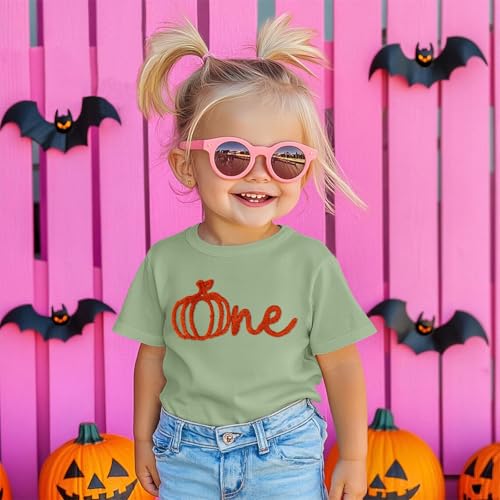 Baby Boys Girls Halloween Shirts One Pumpkin Patch Embroidery T-Shirt 1Year Kids Cute Pumpkin Graphic Tees Fall Tops3