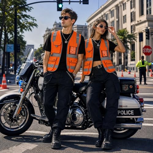 Image of XIAKE Reflective Safety Vest for Men & Women High Visibility Class 2 Vest with Pockets Meets ANSI Standards