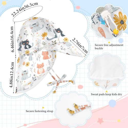 Cartoon Sweet Cat White Toddler Sun Hat Baby Boys' Hat Toddler Girl UV Protection Large Brim Traveling Camping4