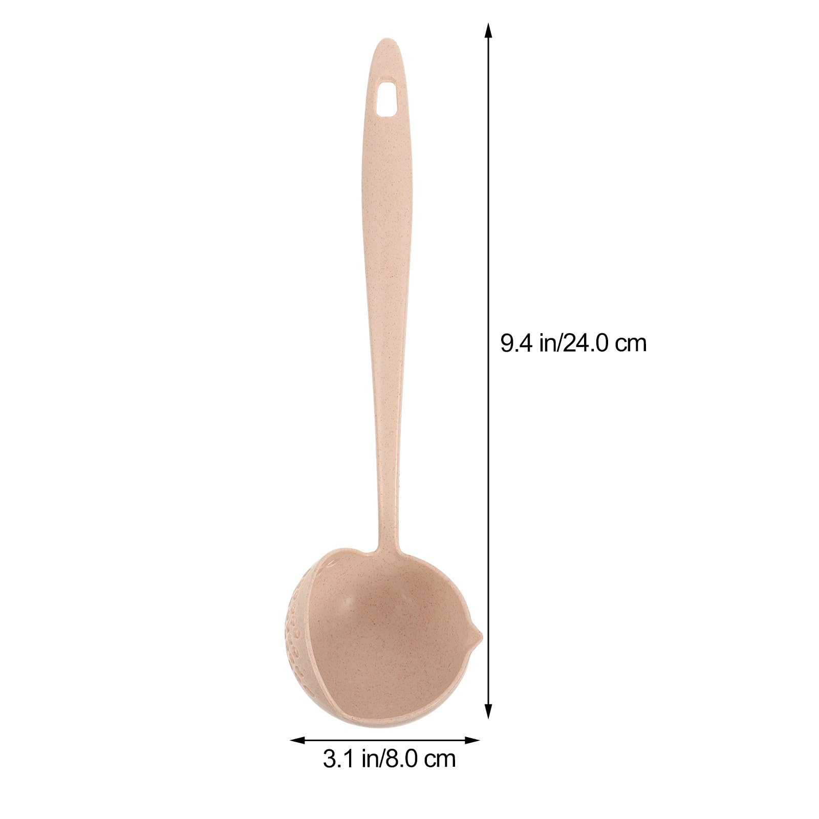 HANABASS 2-in-1 Silicone Soup Ladle with Strainer - Heat-Resistant Cooking Spoon for Separating Liquids/Solids, Beige Kitchenware (Plastic Handle, Pan Filter Tool) - Image 4