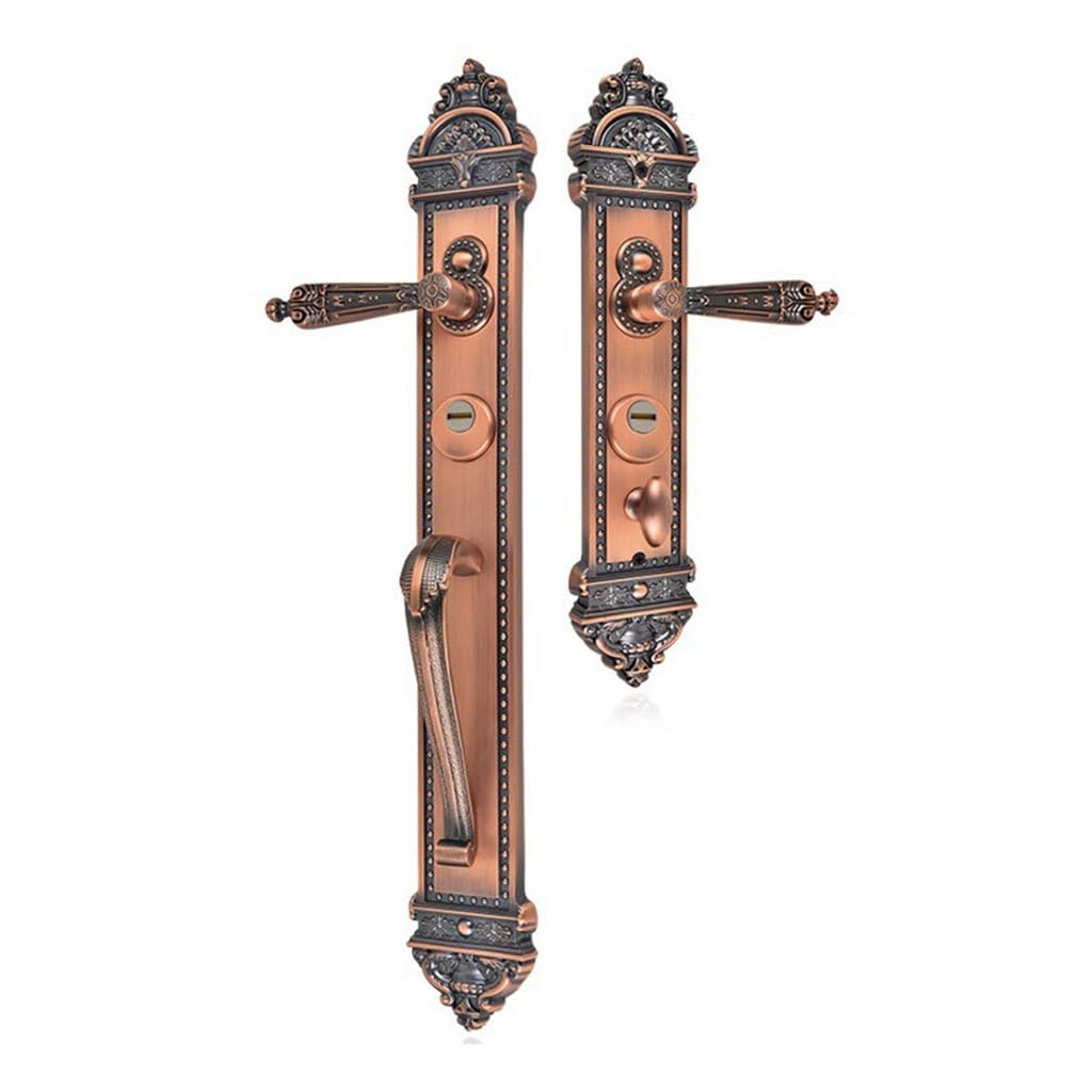 MOBYGKFY Zinc Alloy Carved Handle Lock Cylinder Solid Wood Door Anti-Theft Locks