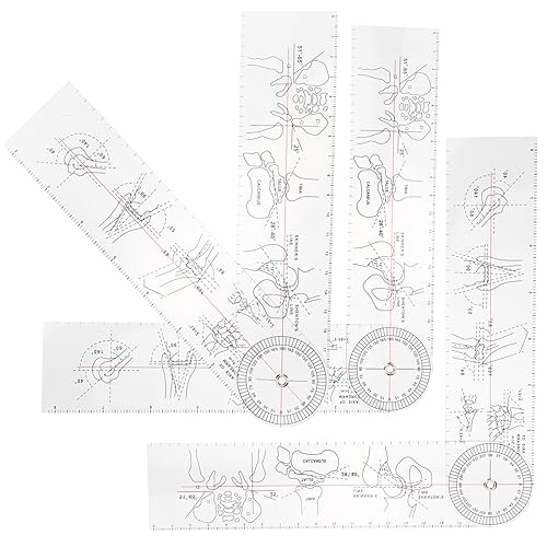 LALAFINA 3Pcs Professional Spinal Goniometer Angle Ruler Transparent Design for Accurate Joint Measurement Essential Tool for Physical Therapy and Rehabilitation