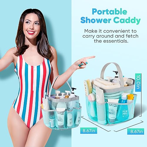 Image of EUDELE Mesh Shower Caddy Portable, 8-Pocket Large Capacity, Quick Dry, Easy Clean, for Beach, Swimming, Gym, Travel