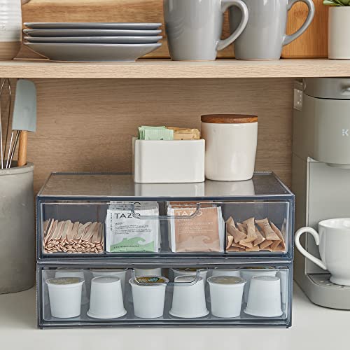 Stori 5146 Stax Plastic Stackable Organizer Drawers (Set Of 2) Classic Grey | 12.5 Inch Wide | Set Includes One Open Drawer & One Divided Drawer thumb #4