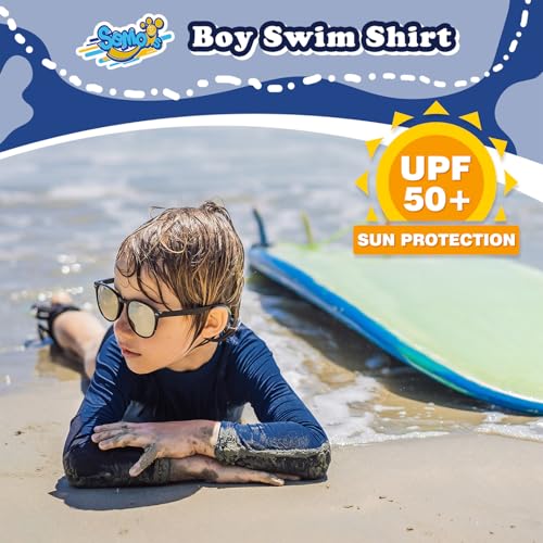 Boys' Rash Guard Long Sleeve UPF 50 Sun Shirts for Toddler Kids Rashguard Water Swimming2